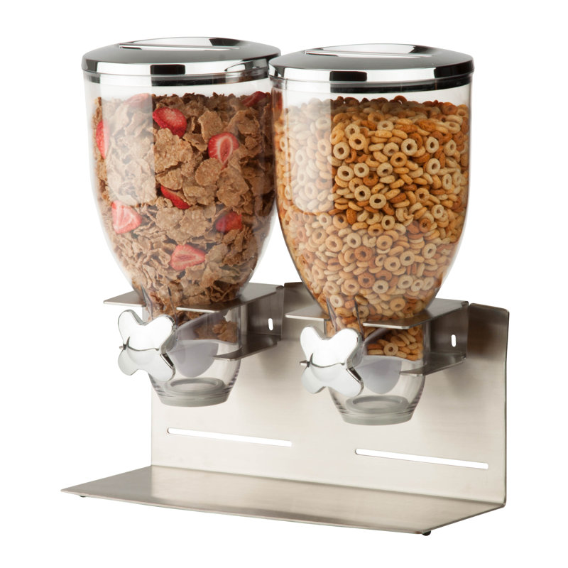 Zevro Double Designer Edition Dry Food 2 Container Cereal Dispenser